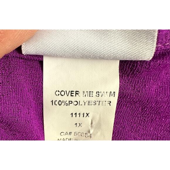 Always for Me magenta swimsuit cover up button front semi-sheer size 1X - Picture 5 of 5